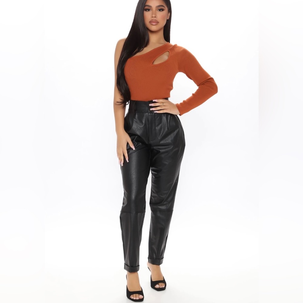 Fashionova Tailored Faux Leather Trousers